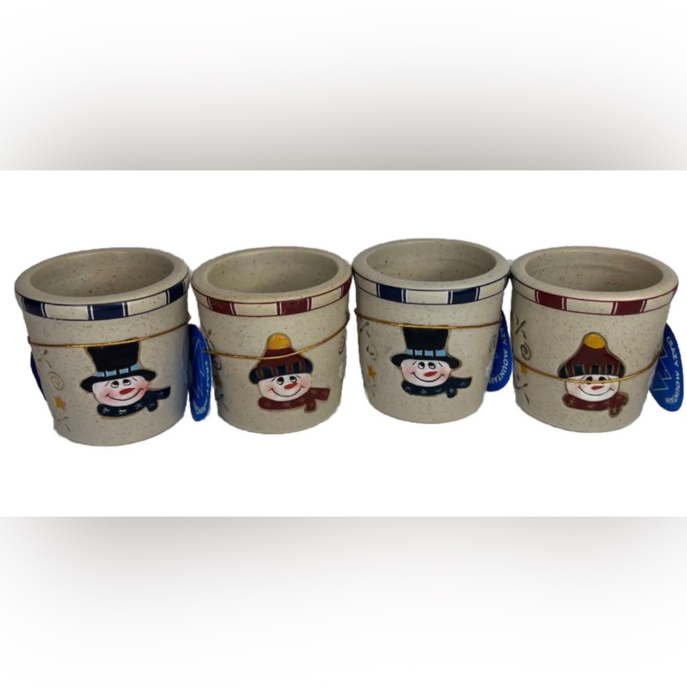 4 Crazy Mountain Snowman Light Candle‎ Holder, Very Special Gifts